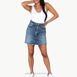 Agolde Blue Denim Mini Skirt